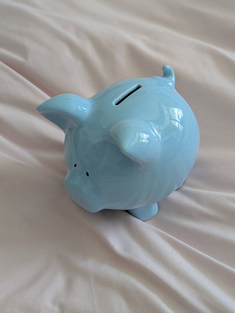 Light Blue Ceramic Piggy Bank Vintage Decor